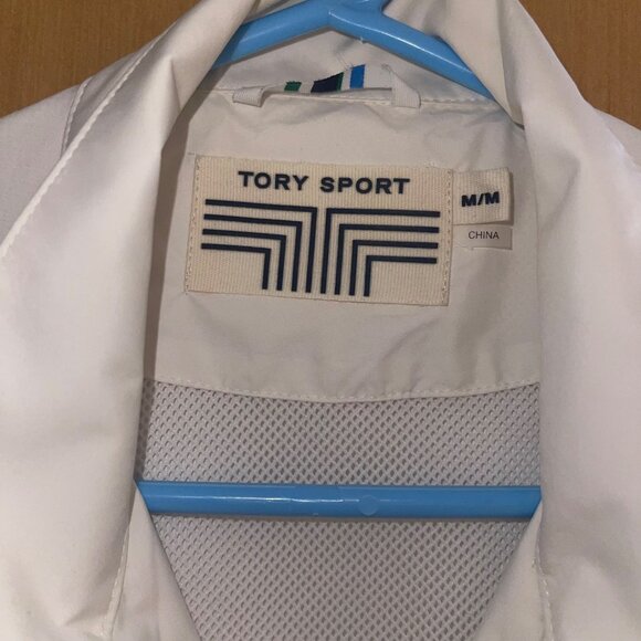Tory Sport Womens Jacket Size Medium White Full Zip Pockets Microfiber - Picture 3 of 7